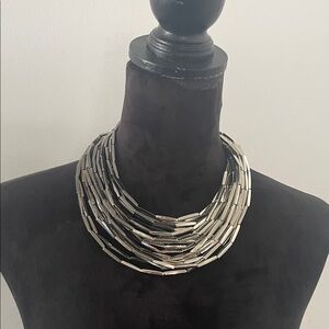 Zenzii Dark Grey and Silver Multi-Strand Necklace